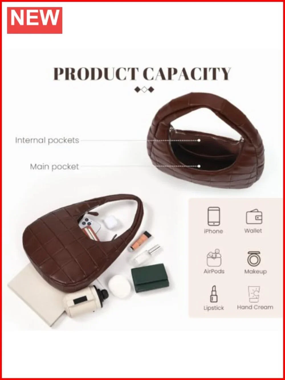 Soft PU Leather Crescent Hobo Shoulder Bag Dual Zipper Patchwork Women